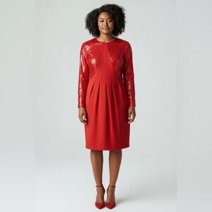 Reiss Vibrant Red Sequin Dress Sz 2